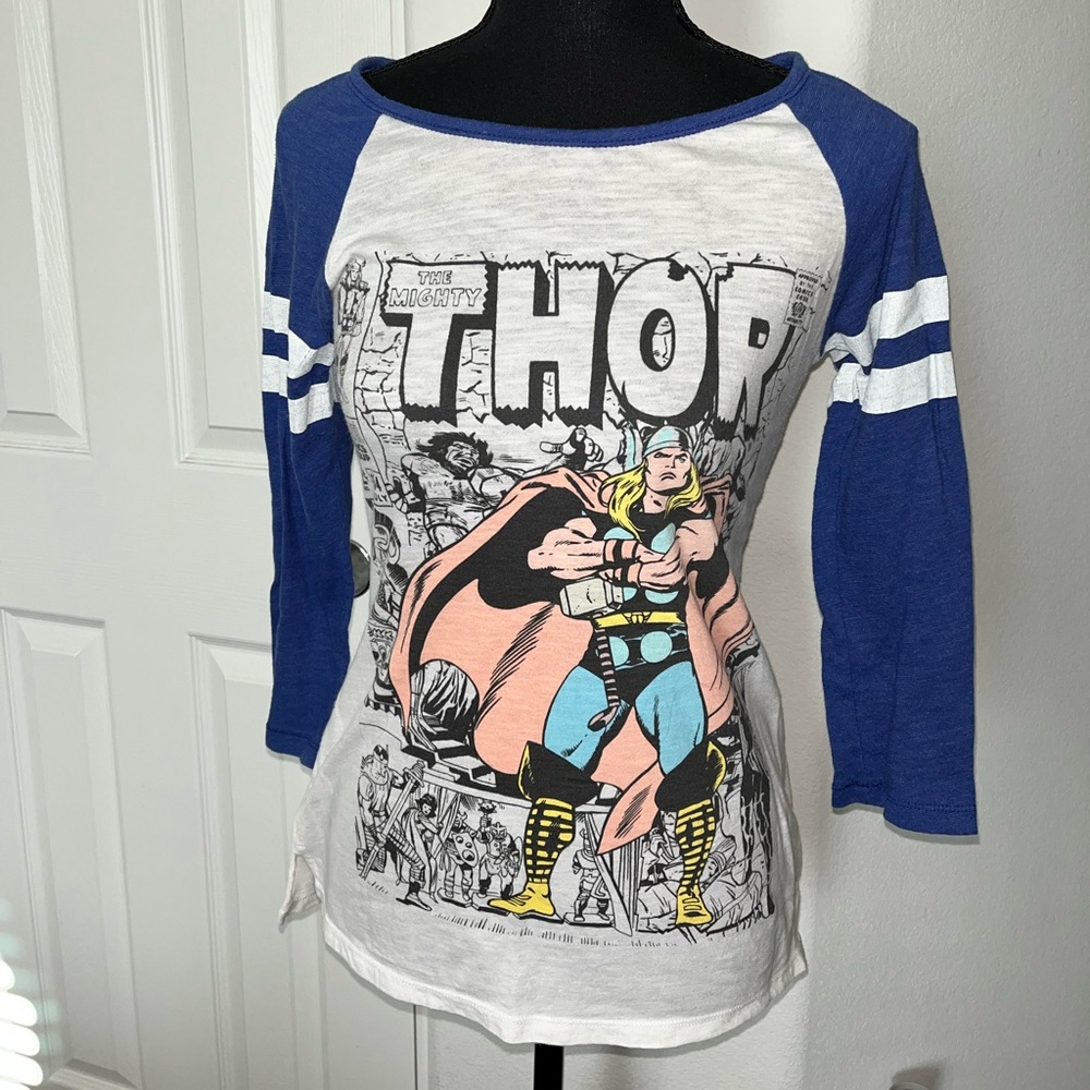 Marvel Thor Raglan Graphic Tee | Vintage Comic Book Shirt | Size Small